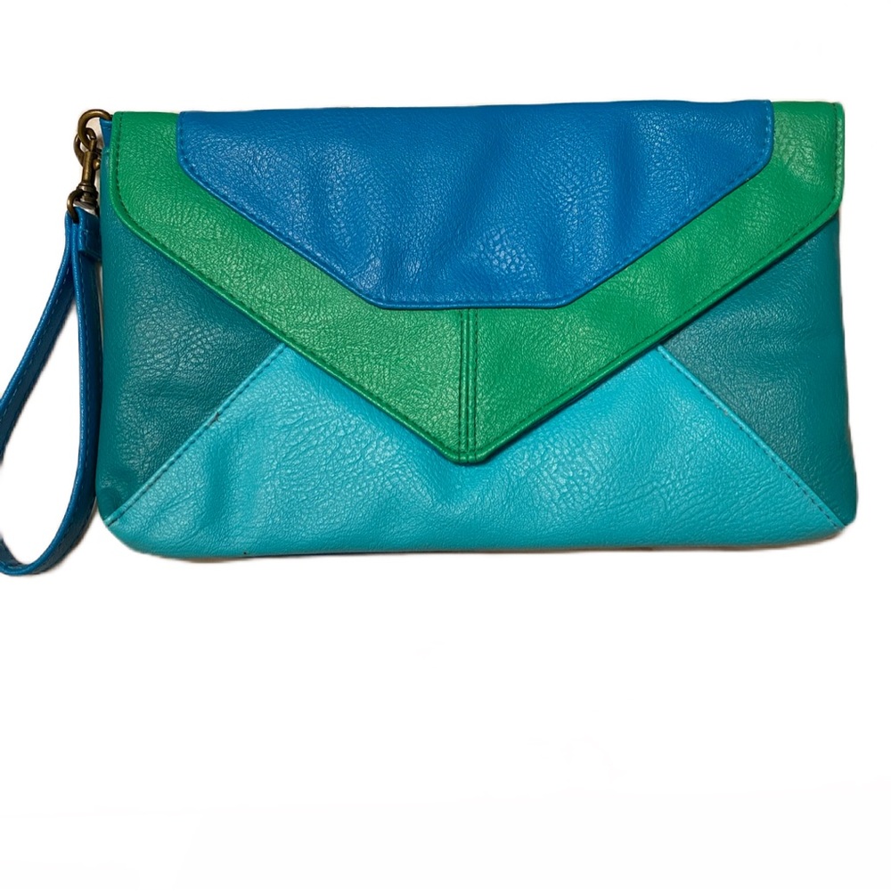 Soft Vegan Leather Colorblock Clutch